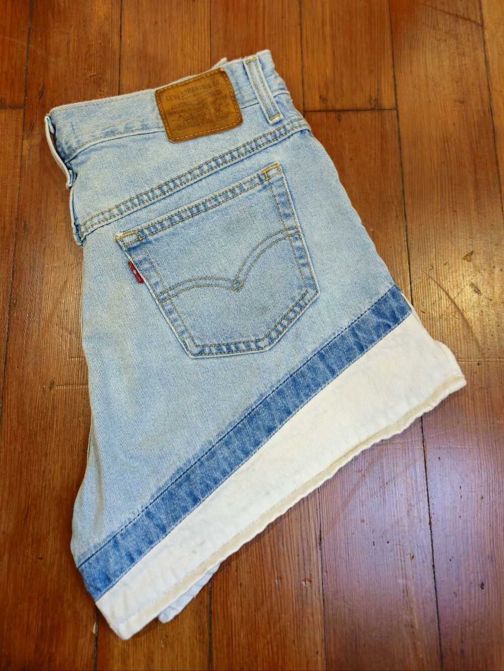 Levi's A-line Light Blue Denim Color Block Shorts